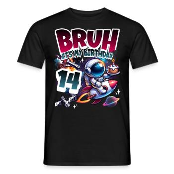 Astronaute 14e anniversaire Espace - T-shirt homme - noir - Devant - AI Model Male 178 light (178cm)