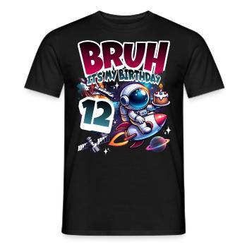 Astronaute 12e anniversaire Espace - T-shirt homme - noir - Devant - AI Model Male 178 light (178cm)