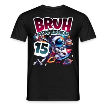 Astronaut 15th Birthday Space - Men's T-Shirt - black - Front - AI Model Male 178 light (178cm)