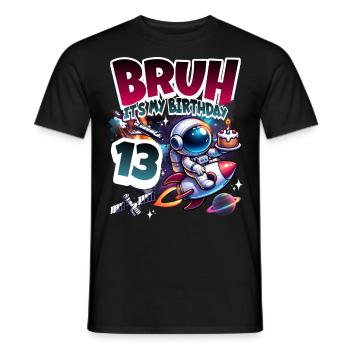 Astronaut 13th Birthday Space - Men's T-Shirt - black - Front - AI Model Male 178 light (178cm)