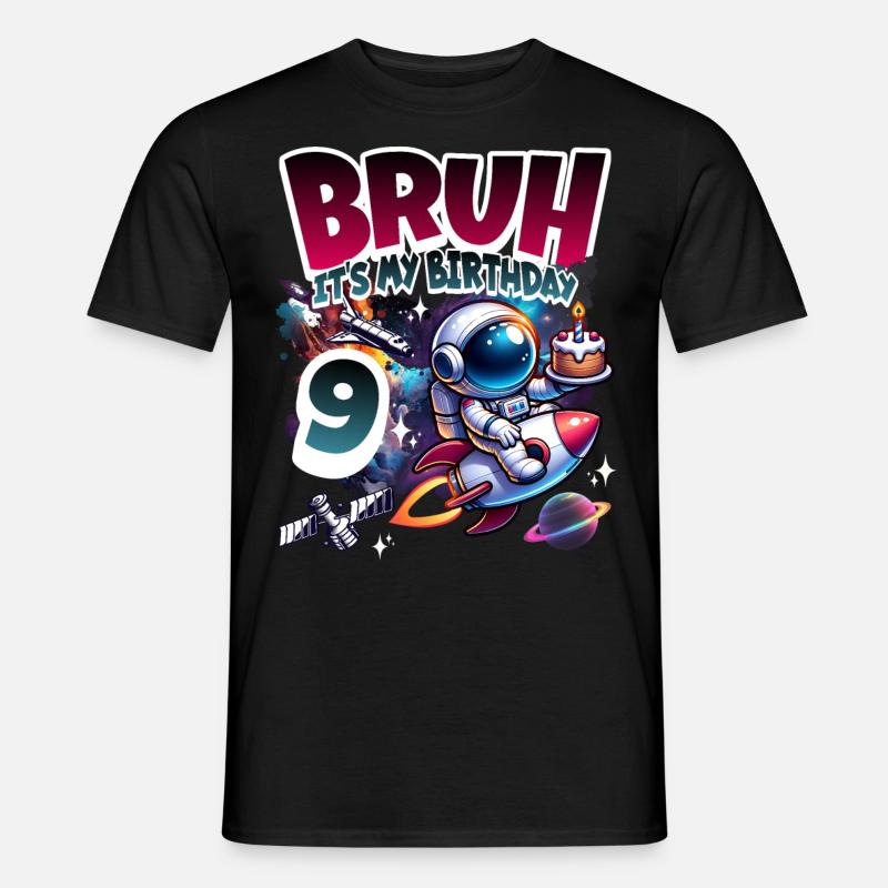 Astronaut 9th Birthday Space - Men's T-Shirt - black