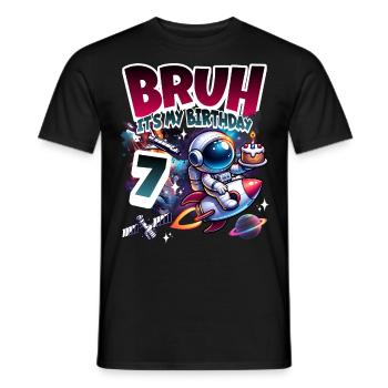 Astronaute 7e anniversaire Espace - T-shirt homme - noir - Devant - AI Model Male 178 light (178cm)
