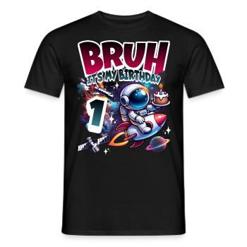 Astronaute 1er anniversaire Espace - T-shirt homme - noir - Devant - AI Model Male 178 light (178cm)