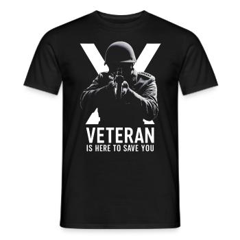 Der Veteran ist hier, um Sie zu retten - Männer T-Shirt - Schwarz - Vorne - AI Model Male 178 light (178cm)