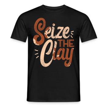 Pottery Ceramics Artist Pun Seize - Men's T-Shirt - black - Front - AI Model Male 178 light (178cm)