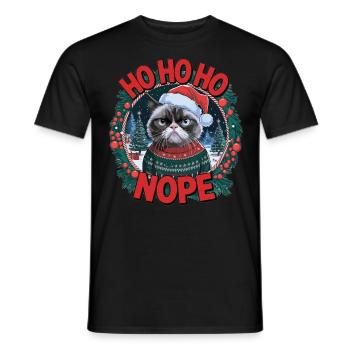 Weihnachtsmuffel-Shirt: Grummelige Weihnachtskatze - Männer T-Shirt - Schwarz - Vorne - AI Model Male 178 light (178cm)