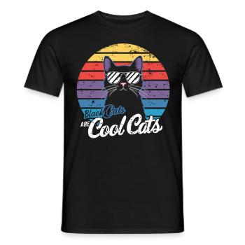 Cool Cats: Retro design with black cat - Men's T-Shirt - black - Front - AI Model Male 178 light (178cm)