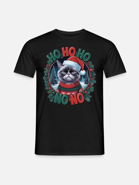 Rolig katt i jultröja – Presentidé - T-shirt herr - svart