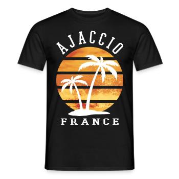 Ajaccio Corsica France Summer Palm Trees Beach - Men's T-Shirt - black - Front - AI Model Male 178 light (178cm)