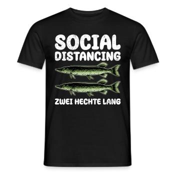 Hecht Angler SOCIAL DISTANCING ZWEI HECHTE LANG - Männer T-Shirt - Schwarz - Vorne - AI Model Male 178 light (178cm)
