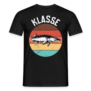 Angler Geburtstag KLASSE HECHT Lustiges Angeln - Männer T-Shirt - Schwarz - Vorne - AI Model Male 178 light (178cm)