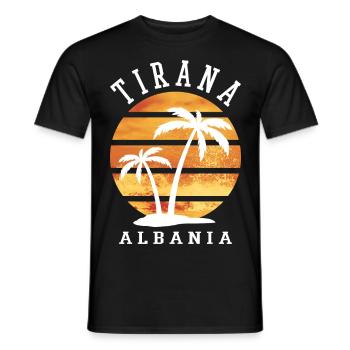 Tirana Tirane Albanie Été Palmiers Plage Mer - T-shirt homme - noir - Devant - AI Model Male 178 light (178cm)