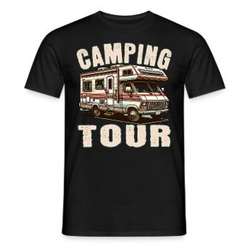 Camping - Men's T-Shirt - black - Front - AI Model Male 178 light (178cm)