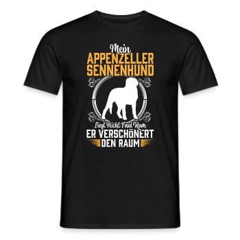 Mountain dog lying around lazily Appenzeller Mountain Dog - Men's T-Shirt - black - Front - AI Model Male 178 light (178cm)