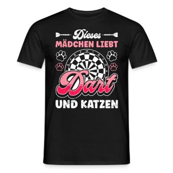 Dartspielerin DIESES MÄDCHEN LIEBT DART UND KATZEN - Männer T-Shirt - Schwarz - Vorne - AI Model Male 178 light (178cm)