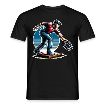 Horseshoe Throwing Horseshoe Pitching - Men's T-Shirt - black - Front - AI Model Male 178 light (178cm)