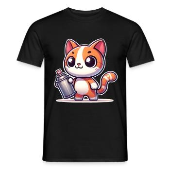 Cat Graffiti - Men's T-Shirt - black - Front - AI Model Male 178 light (178cm)