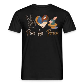 Pottery Ceramics Artist Peace Love - Men's T-Shirt - black - Front - AI Model Male 178 light (178cm)