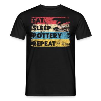 Pottery Ceramics Artist Retro - Men's T-Shirt - black - Front - AI Model Male 178 light (178cm)