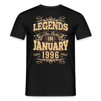 Légende de l’anniversaire de janvier 1996 - T-shirt homme - noir - Devant - AI Model Male 178 light (178cm)