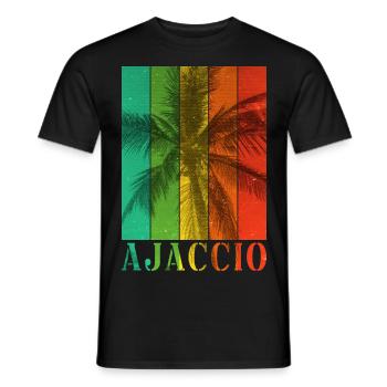 Ajaccio Corsica France Summer Palm Trees Beach - Men's T-Shirt - black - Front - AI Model Male 178 light (178cm)