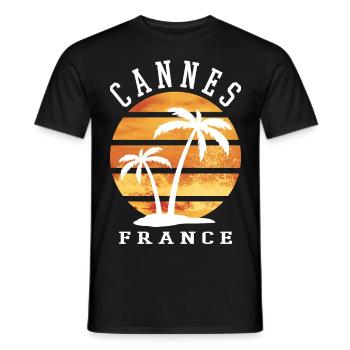 Cannes Frankreich Sommer Palmen Strand Meer - Männer T-Shirt - Schwarz - Vorne - AI Model Male 178 light (178cm)