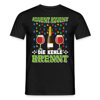 ADVENT ADVENT DIE KEHLE BRENNT Lustiges Glühwein - Männer T-Shirt - Schwarz - Vorne - AI Model Male 178 light (178cm)