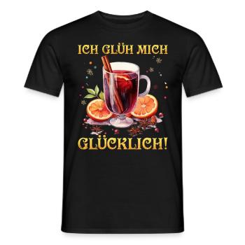 Weihnachtsmarkt GLÜH MICH GLÜCKLICH Lustiges - Männer T-Shirt - Schwarz - Vorne - AI Model Male 178 light (178cm)