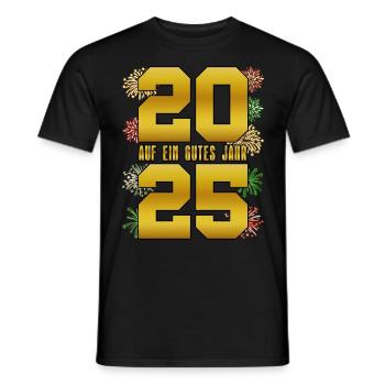 Feuerwerk AUF EIN FROHES JAHR 2025 Silvester - Männer T-Shirt - Schwarz - Vorne - AI Model Male 178 light (178cm)