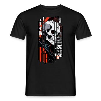 Ver.1 - Cyborg skull red black kanji - Men's T-Shirt - black - Front - AI Model Male 178 light (178cm)