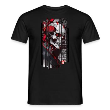 Cyborg skull kanji - Men's T-Shirt - black - Front - AI Model Male 178 light (178cm)