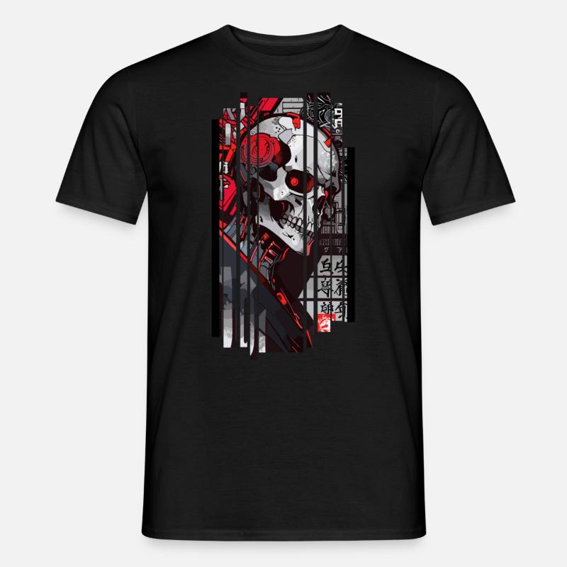 Cyborg Schädel Kanji - Männer T-Shirt - Schwarz