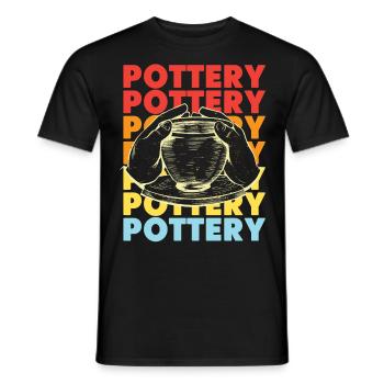 Pottery Ceramics Artist Retro - Men's T-Shirt - black - Front - AI Model Male 178 light (178cm)