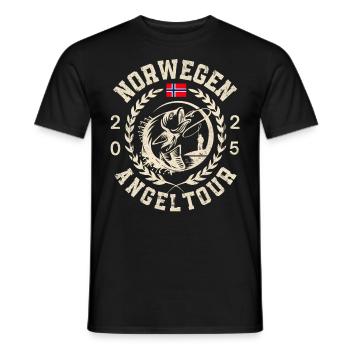 Norwegen Angeltour 2025 - Männer T-Shirt - Schwarz - Vorne - AI Model Male 178 light (178cm)