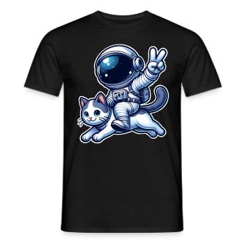 Astronaut Katze - Männer T-Shirt - Schwarz - Vorne - AI Model Male 178 light (178cm)