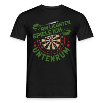 Dart Spieler AM LIEBSTEN SPIELE ICH UNTENRUM - Männer T-Shirt - Schwarz - Vorne - AI Model Male 178 light (178cm)