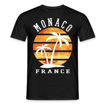 Monaco France Été Palmiers Plage Mer - T-shirt homme - noir - Devant - AI Model Male 178 light (178cm)