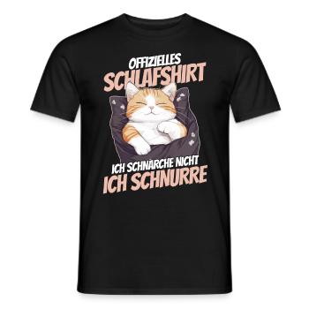 Official Sleep Shirt - Cute Kitten with Blanket - Men's T-Shirt - black - Front - AI Model Male 178 light (178cm)