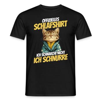 Official Sleep Shirt - Cute Cat in Hoodie - Men's T-Shirt - black - Front - AI Model Male 178 light (178cm)