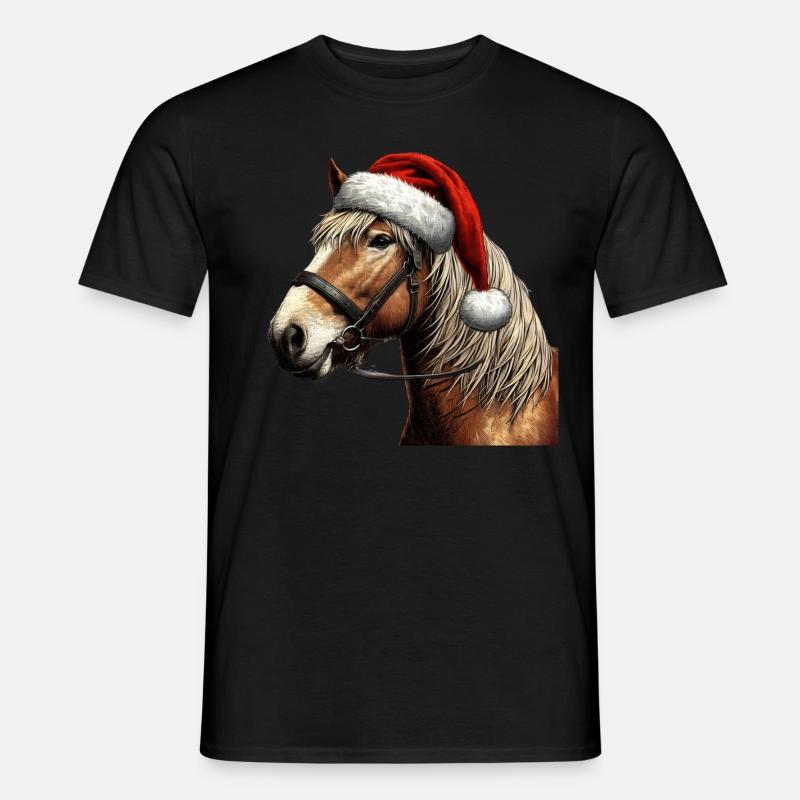 Julehest med julehat - Mænd T-shirt - sort