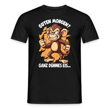 Guten Morgen Ganz Dünnes Eis Affe Morgenmuffel - Männer T-Shirt - Schwarz - Vorne - AI Model Male 178 light (178cm)