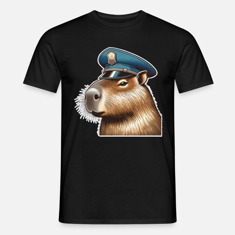 Capybara Polizei - Männer T-Shirt - Schwarz