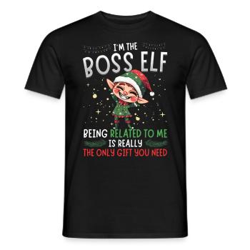 Je suis le lutin chef : look de partenaire familial Noël - T-shirt homme - noir - Devant - AI Model Male 178 light (178cm)
