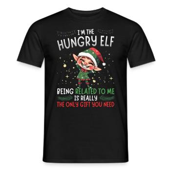Je suis l’elfe affamé - Look assorti de Noël - T-shirt homme - noir - Devant - AI Model Male 178 light (178cm)