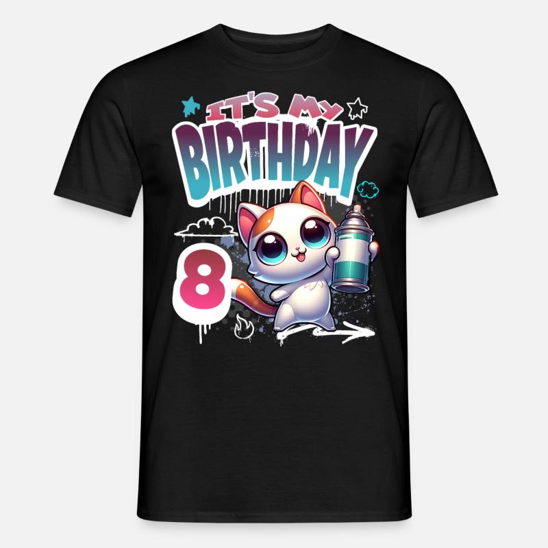 8e anniversaire chat graffiti - T-shirt homme - noir