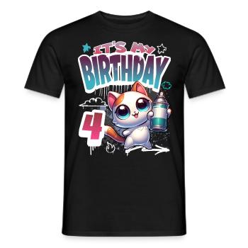4ème anniversaire chat graffiti - T-shirt homme - noir - Devant - AI Model Male 178 light (178cm)