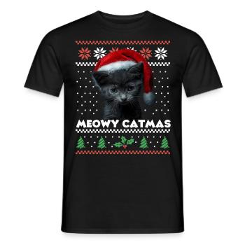 Miaou Catmas Noël assorti Look Père Noël - T-shirt homme - noir - Devant - AI Model Male 178 light (178cm)