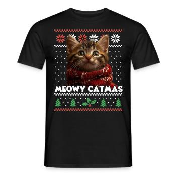 Le look de Noël assorti de Meowy Catma avec du rouge - T-shirt homme - noir - Devant - AI Model Male 178 light (178cm)
