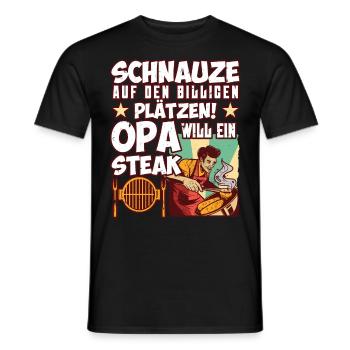 Opi SCHNAUZE AUF DEN BILLIGEN PLÄTZEN OPA WILL - Männer T-Shirt - Schwarz - Vorne - AI Model Male 178 light (178cm)
