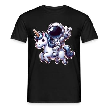 Astronaut reitet auf einem Einhorn - Männer T-Shirt - Schwarz - Vorne - AI Model Male 178 light (178cm)